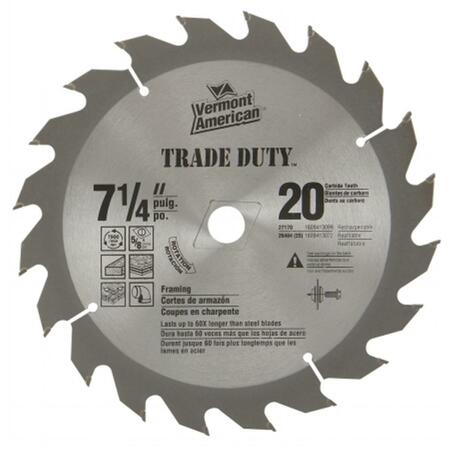 VERMONT AMERICAN 7-.25in. 20 TPI Fast-Cut Rip Carbide Circular Saw Blades 27170